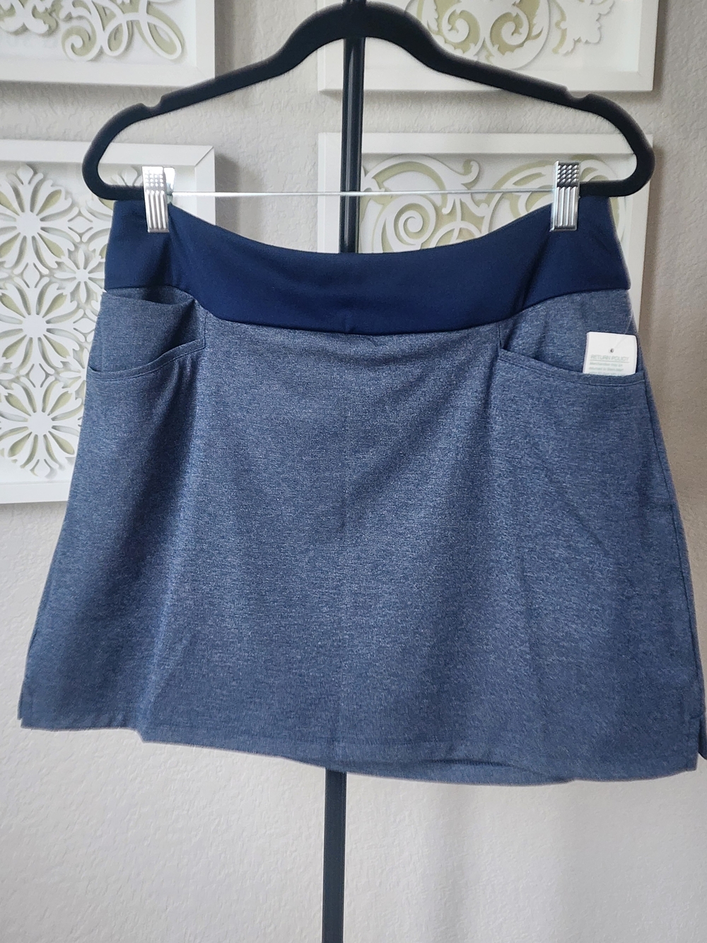 Adidas Navy Blue Mini Skort with Front Pockets For Golf, Pickleball, Tennis